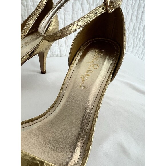 NWOB Lilly Pulitzer Natalie Kitten Heels Gold Metallic Size 8.5 - Picture 7 of 9